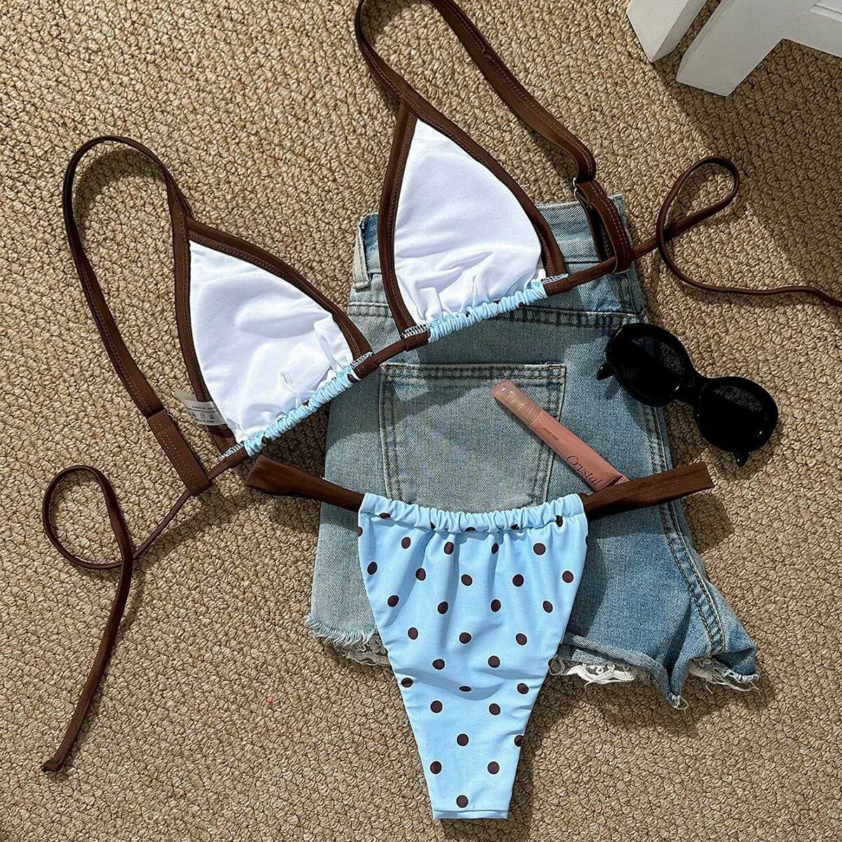 Beach Vacation Sexy Dot Pattern Bikini Set h5Picture4