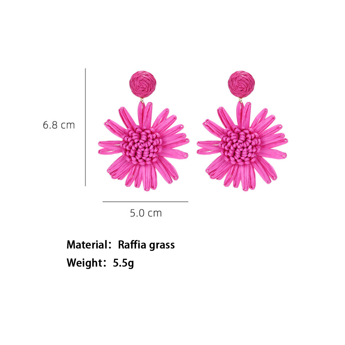 Romantic Series Sweet Flower Raffia Women's Drop Earrings Picture5