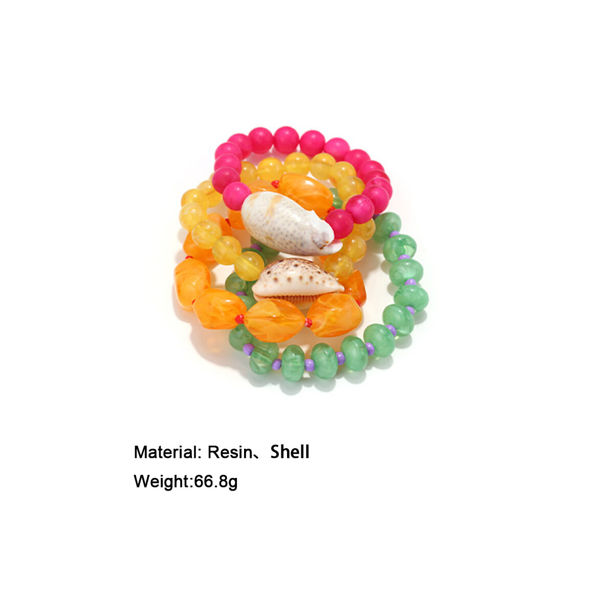 Resin Beads Shell Material Women's Bracelets Sets h5 
