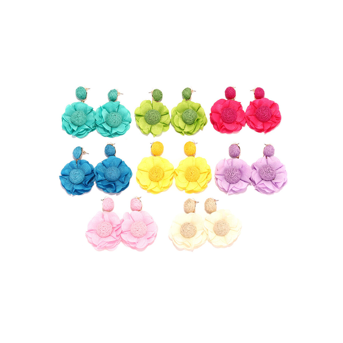 Romantic Series Vacation Flower Raffia Women's Drop Earrings Picture2