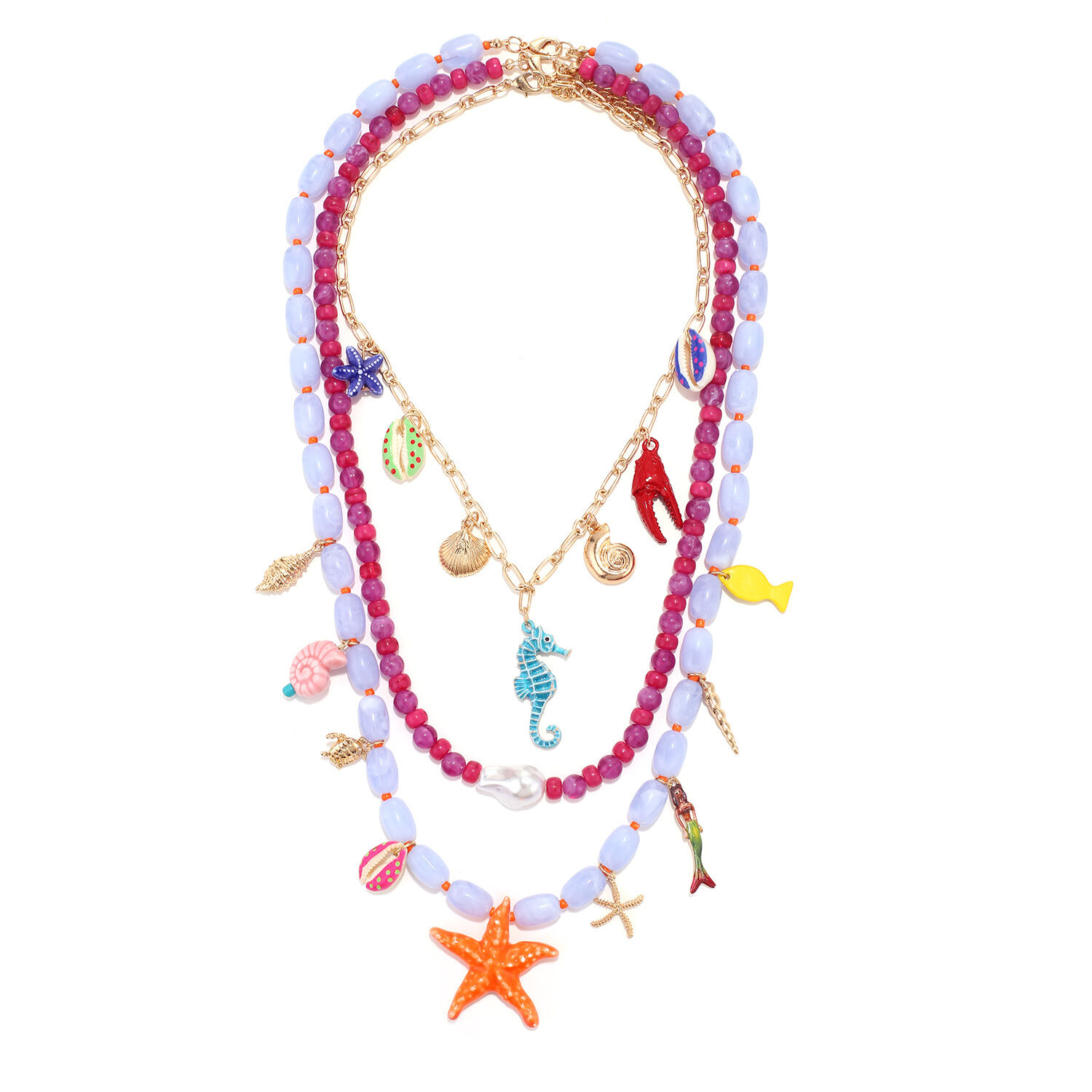 Vacation Beads Starfish Resin Women's Necklaces Sets