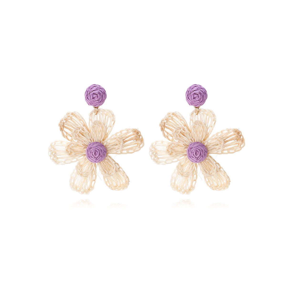 Romantic Series Sweet Flower Raffia Women's Drop Earrings