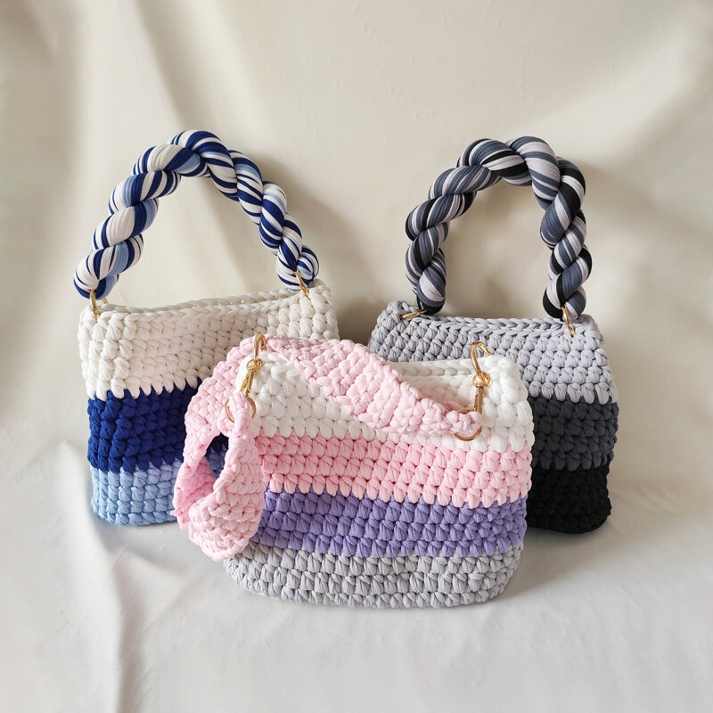 Casual Style Woven Stripe Mixed Color Women's Square Bag