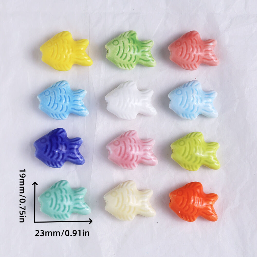1 Piece Cute Fish Ceramics Jewelry Beads Picture3