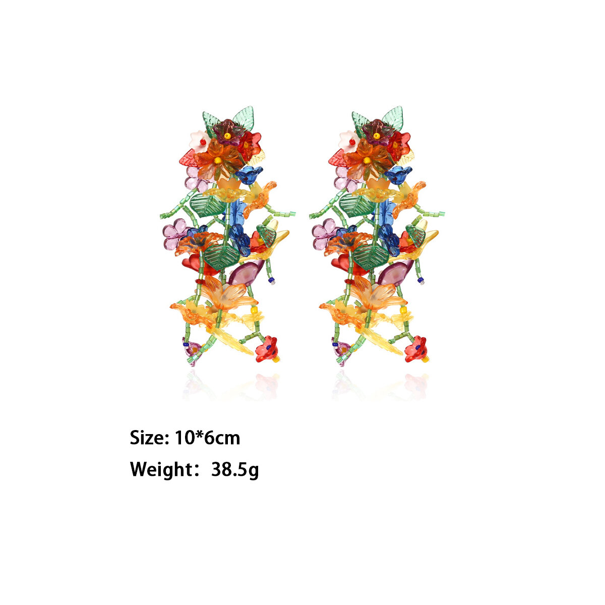 Romantic Series Sweet Flower Tassel Resin Women's Stud Earrings