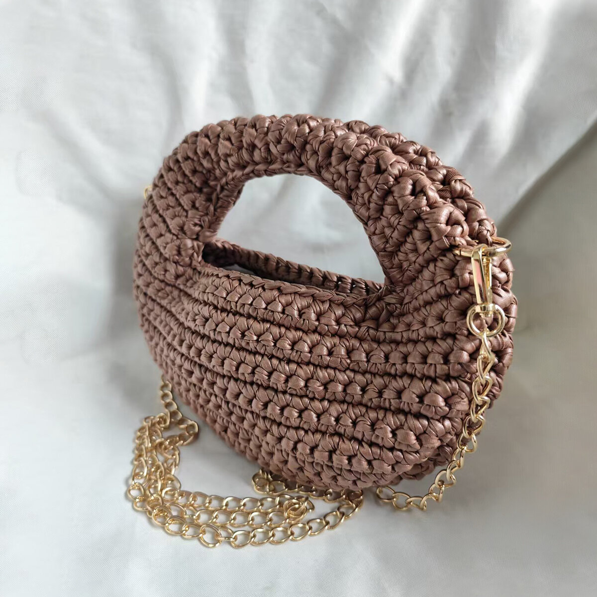 Parisian Chic Style Woven Solid Color Women's Half-moon Bag h5Picture2
