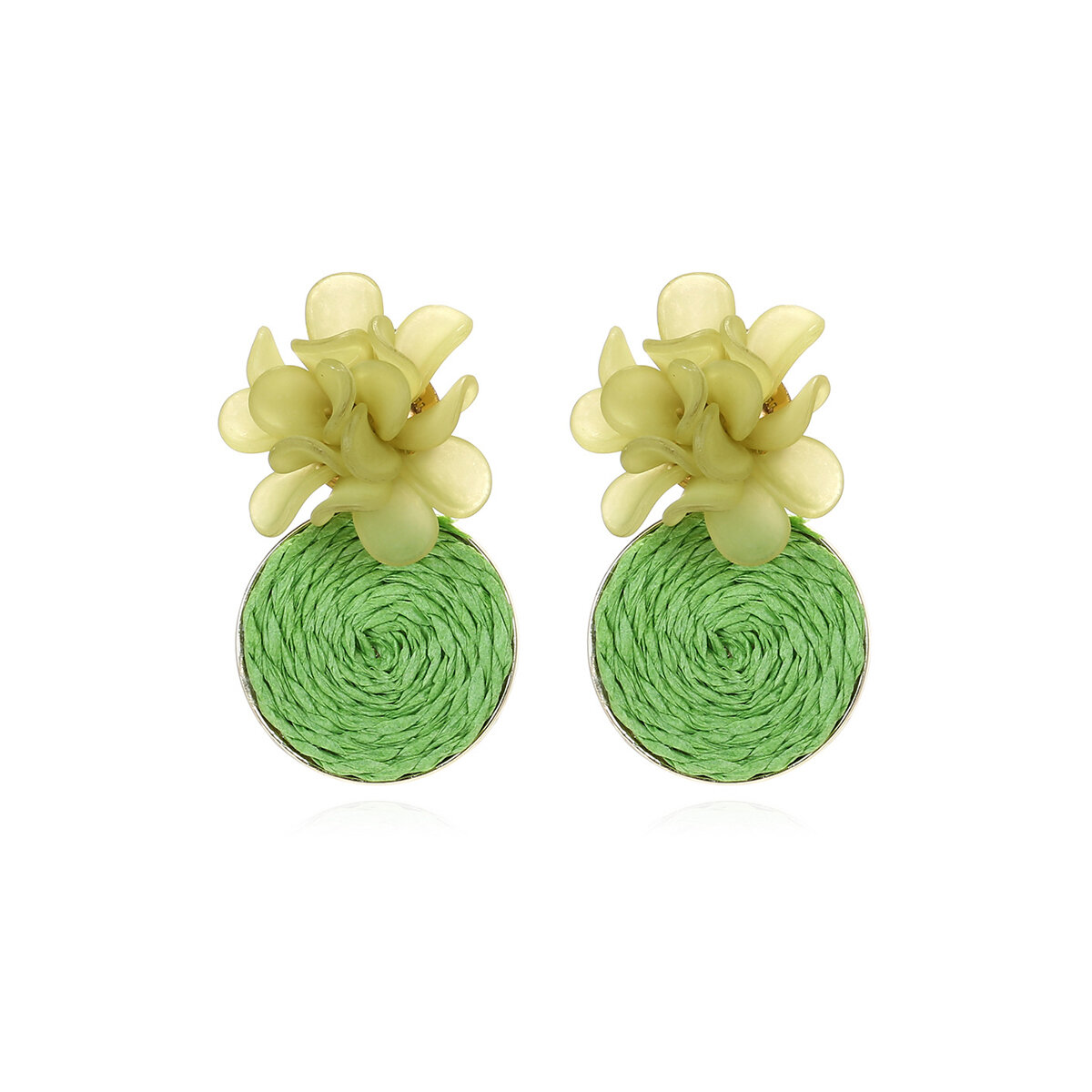 Romantic Series Sweet Flower Raffia Women's Drop Earrings