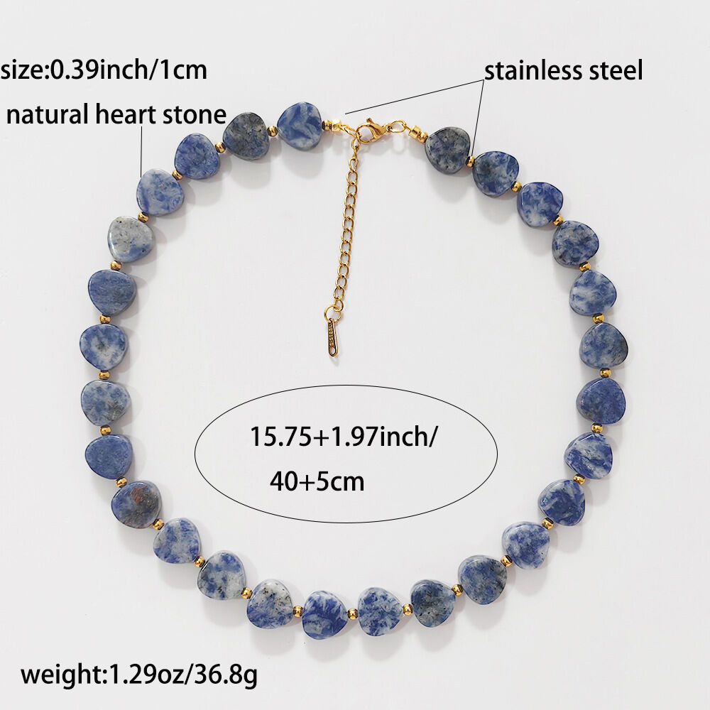 Retro Heart Beads Natural Stones Women's Beaded Necklaces 