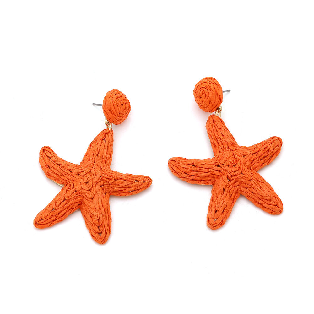 Simple Series Vacation Oceanic Style Starfish Raffia Women's Drop Earrings Picture4