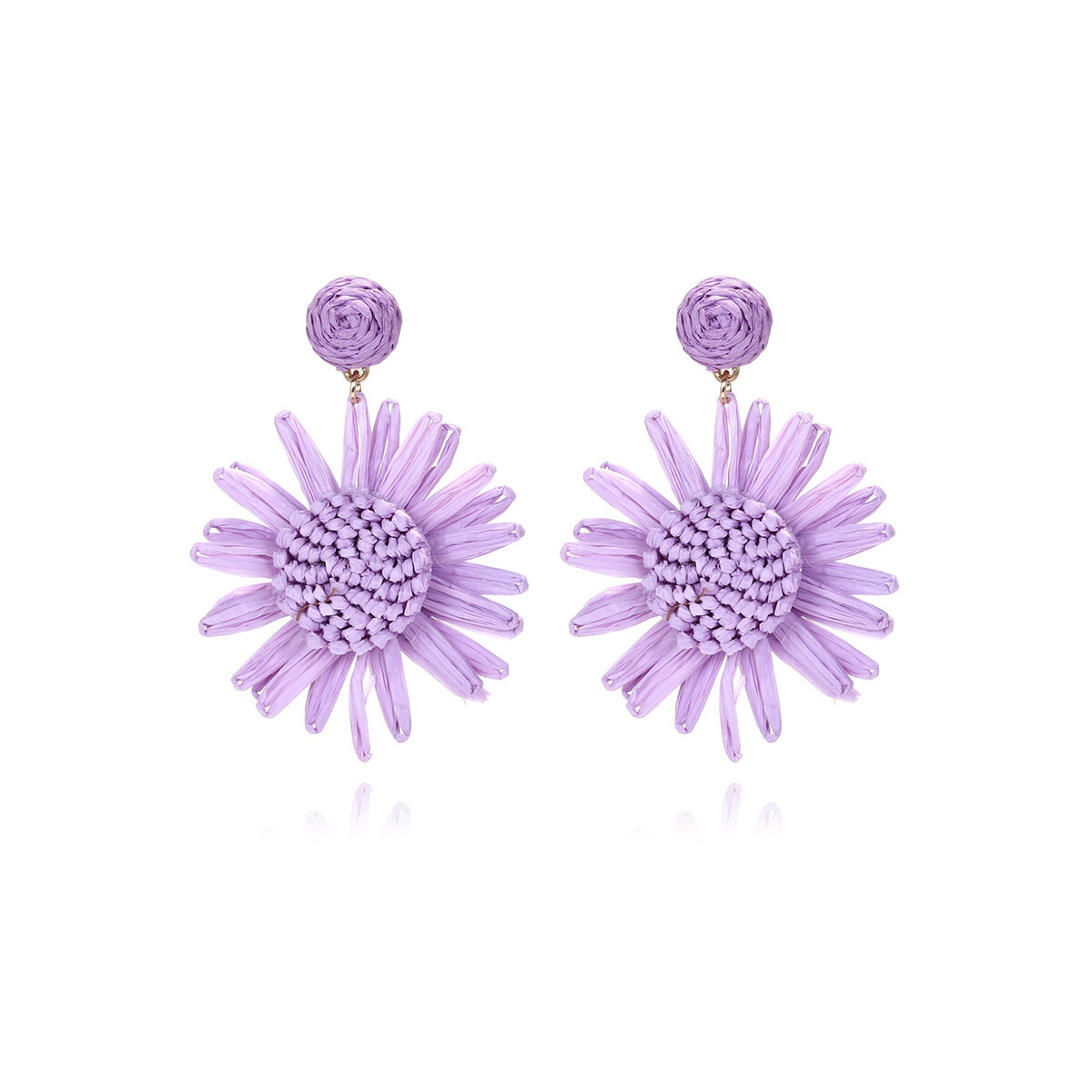 Romantic Series Sweet Flower Raffia Women's Drop Earrings