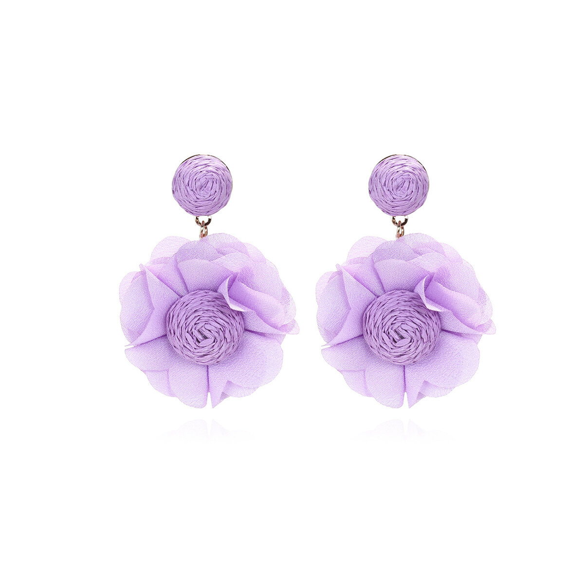 Orecchini pendenti da donna in rafia a forma di fiore, serie romantica per le vacanze