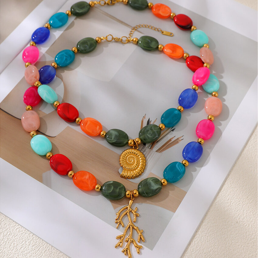 Romantic Series Vacation Oceanic Style Beads Resin Women's Beaded Necklaces 2