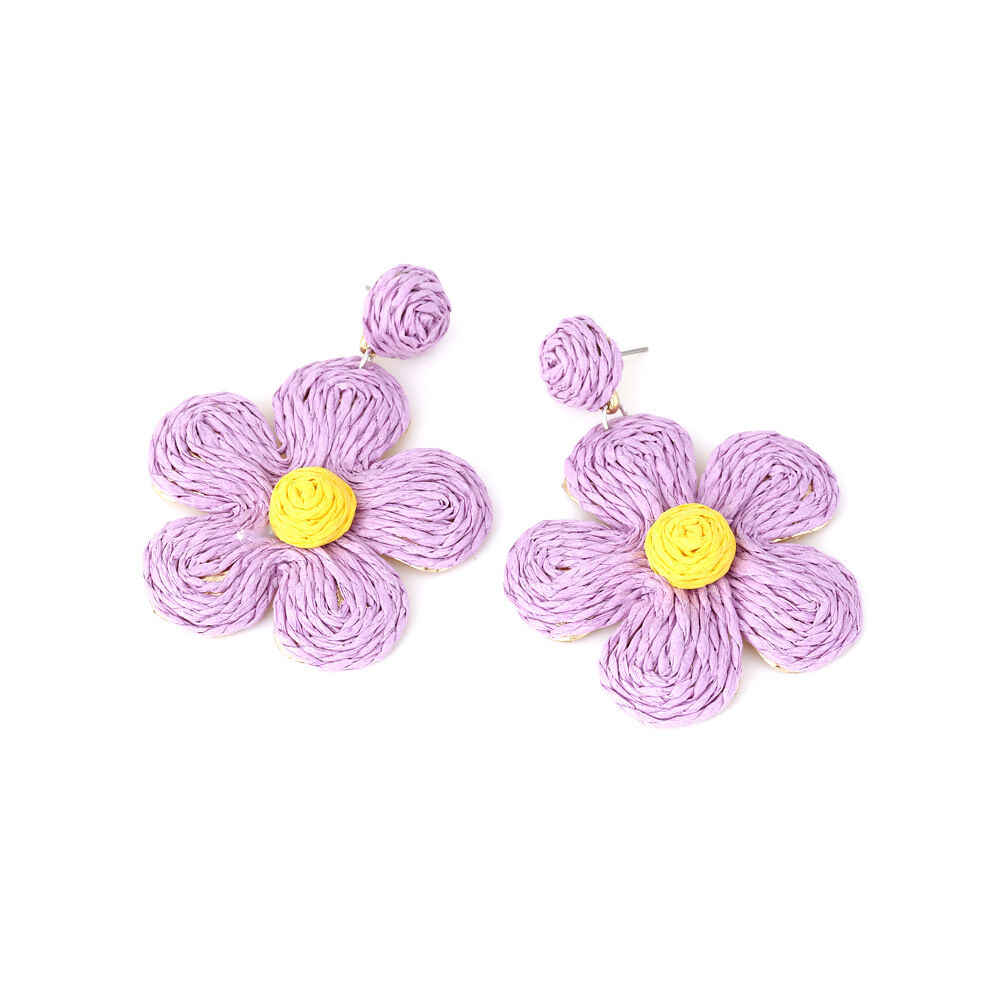 Romantic Series Sweet Flower Raffia Women's Drop Earrings h5 Picture3
