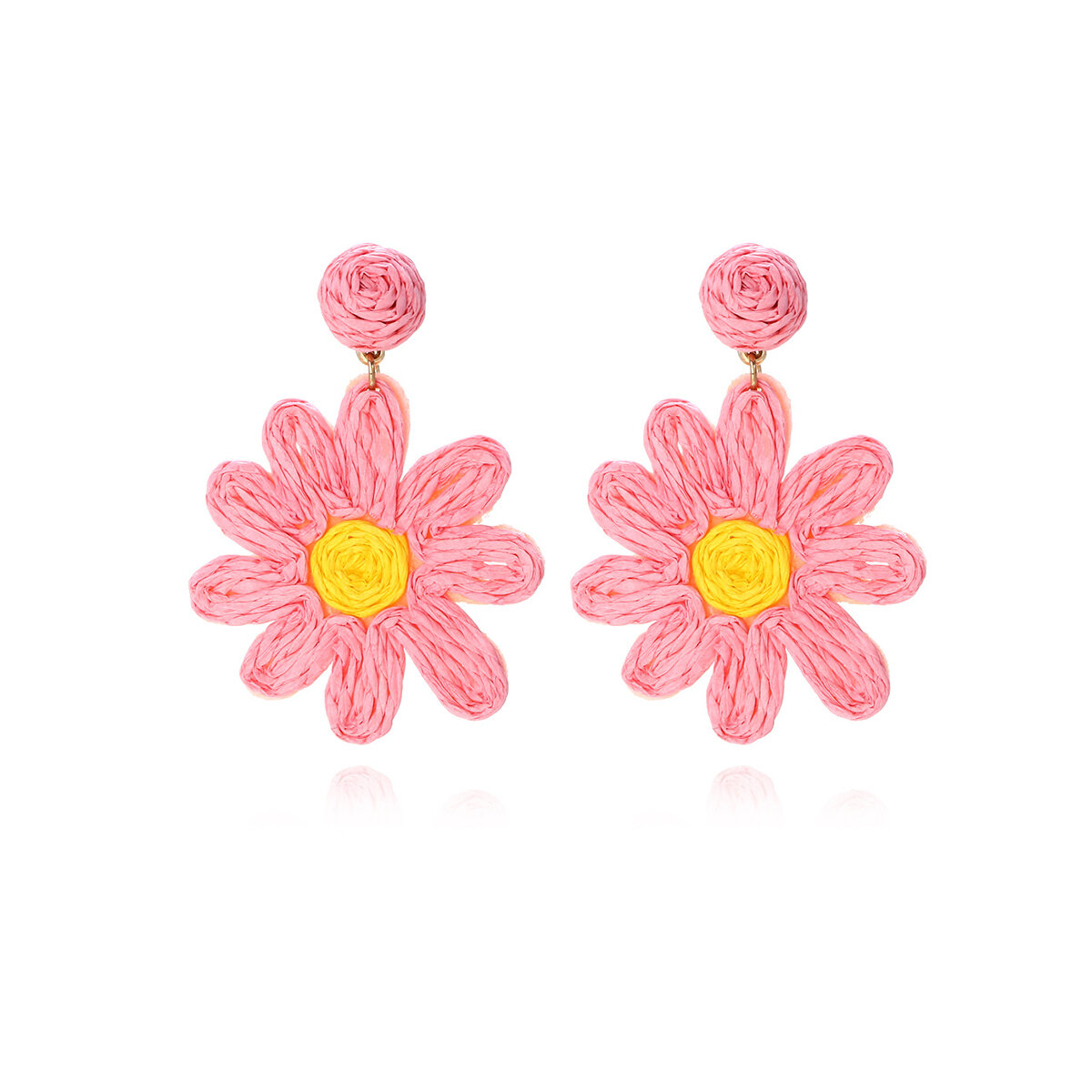 Romantic Series Sweet Flower Raffia Women's Drop Earrings