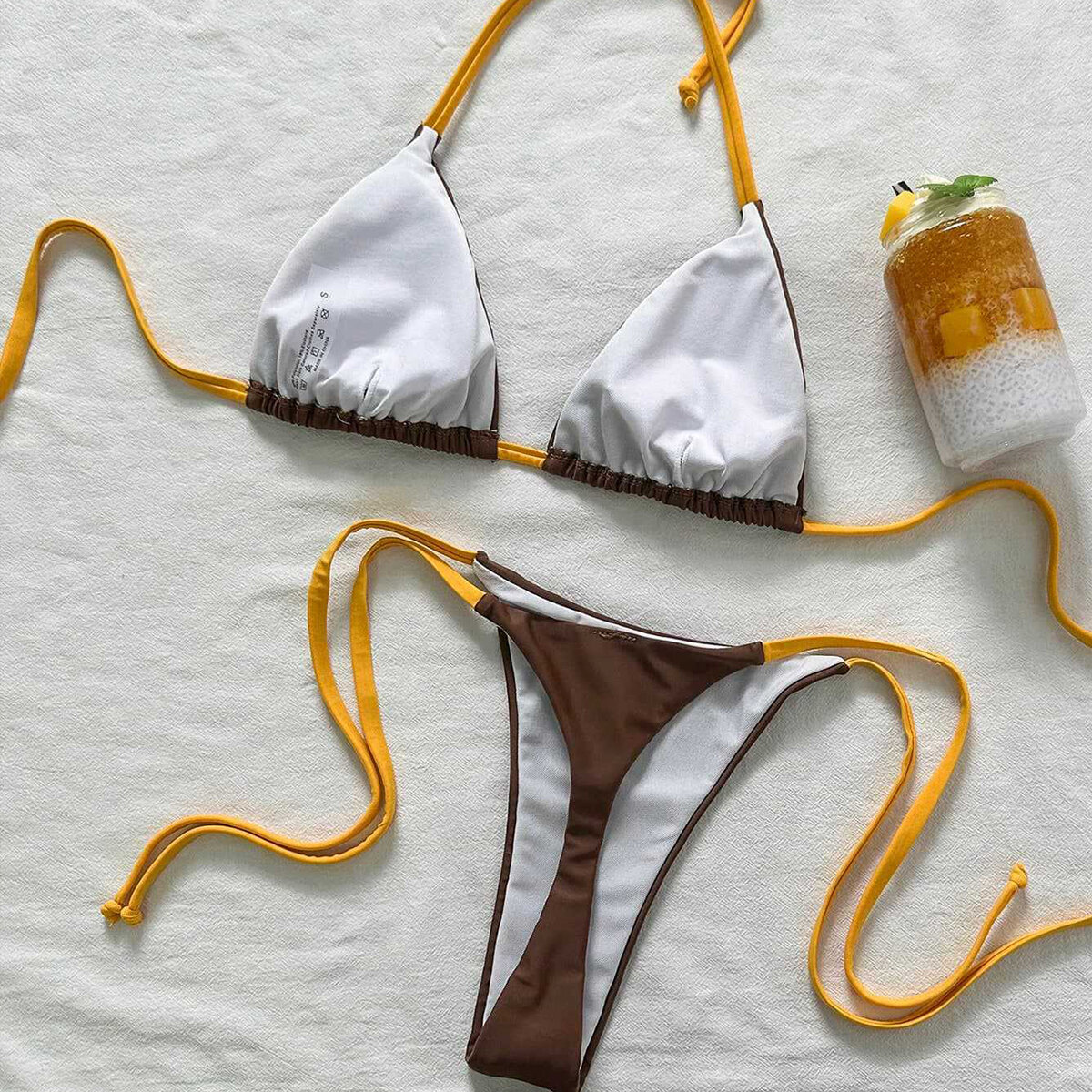 Sexy Backless Strappy Floral Embroidered Bikini Set h5 Picture4