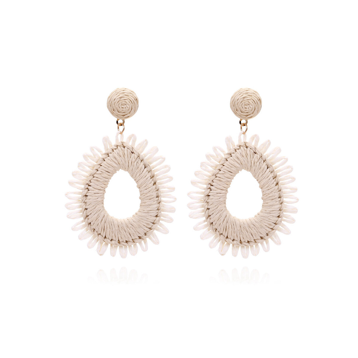 Simple Series Vacation Circle Raffia Women's Drop Earrings
