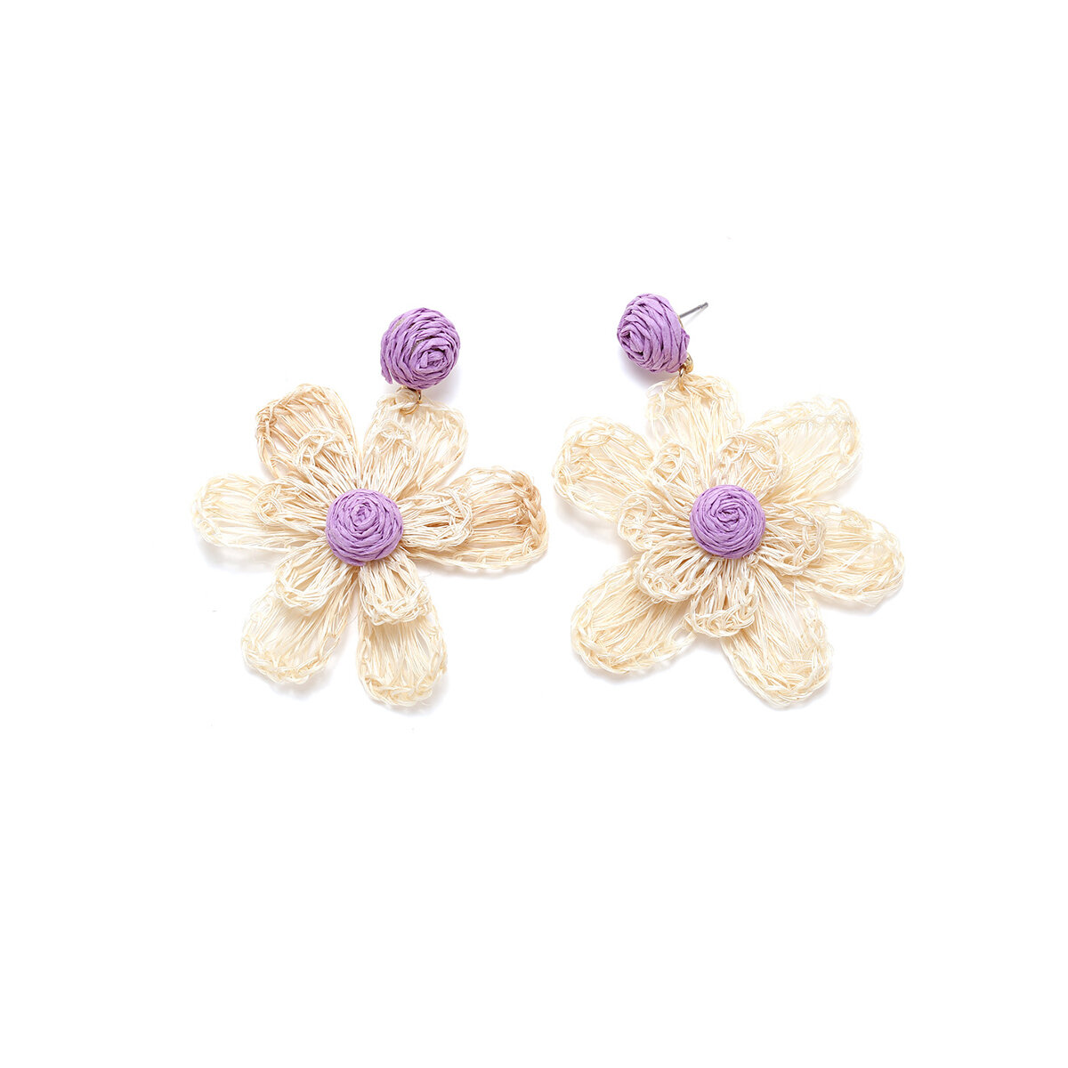 Romantic Series Sweet Flower Raffia Women's Drop Earrings h5 Picture2