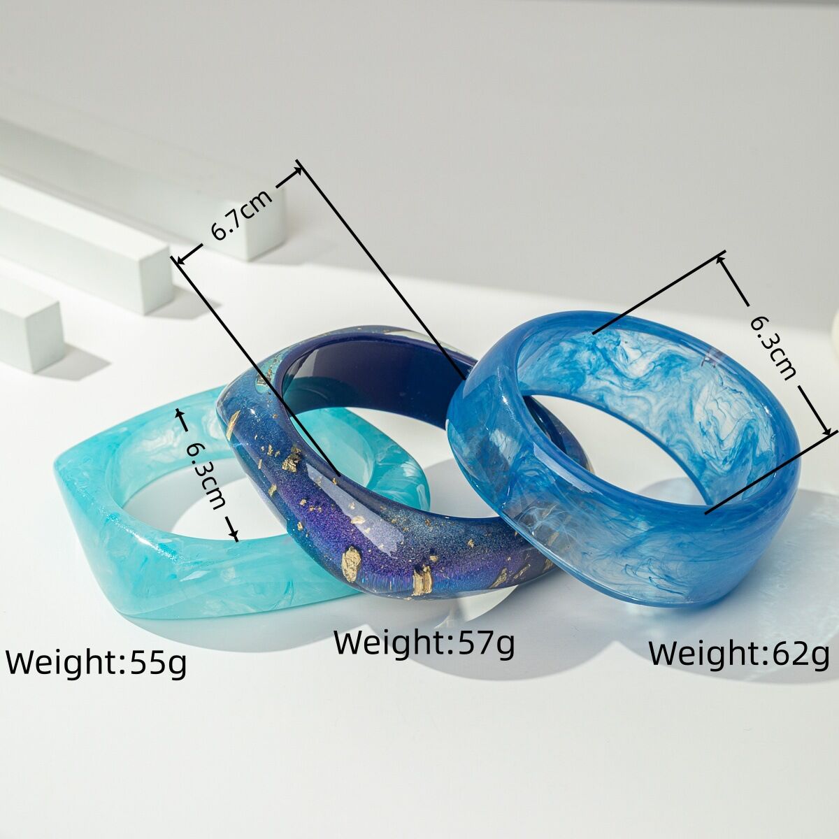 Gradient Transparent Color Resin Women's Bangles h5 Picture4