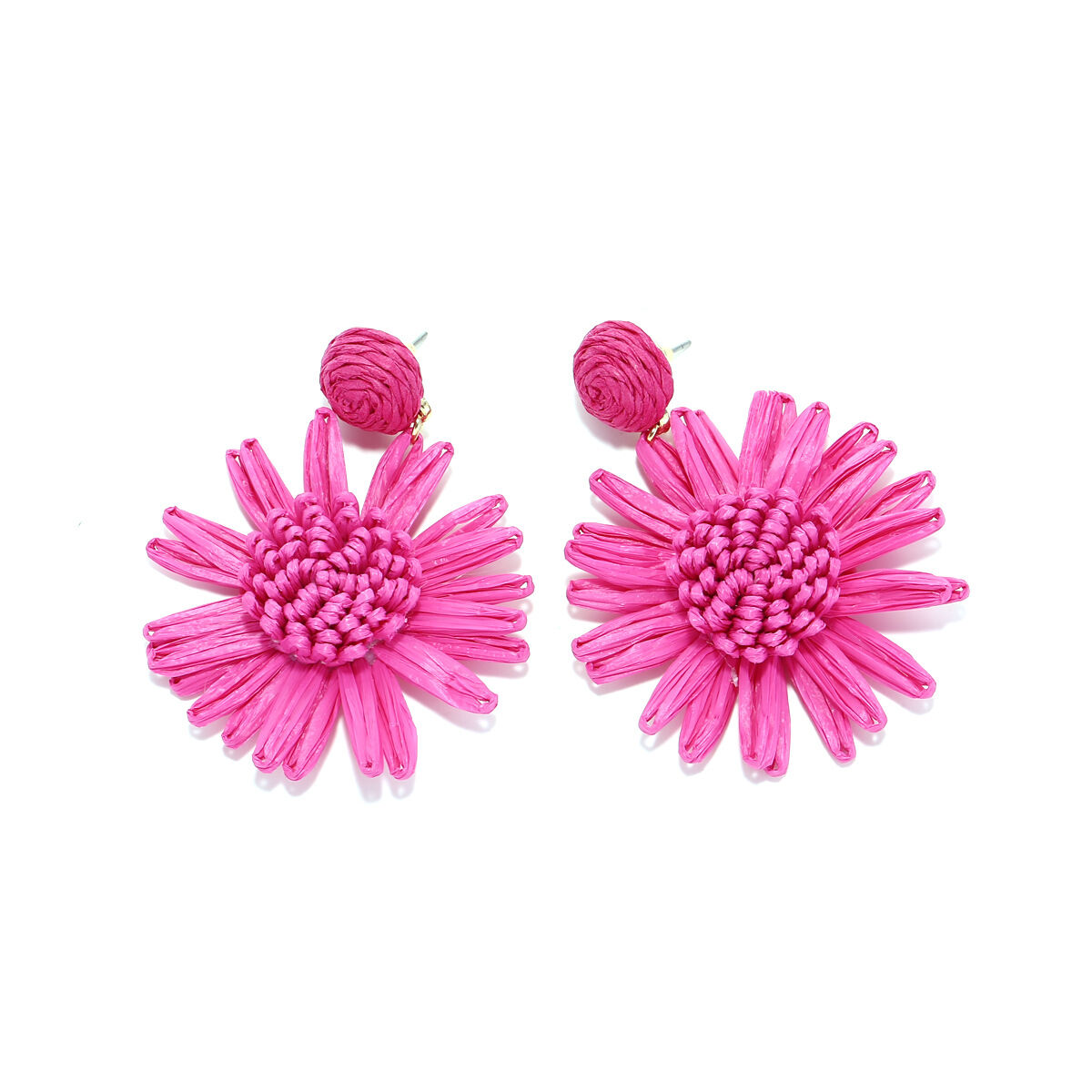 Romantic Series Sweet Flower Raffia Women's Drop Earrings h5 Picture3