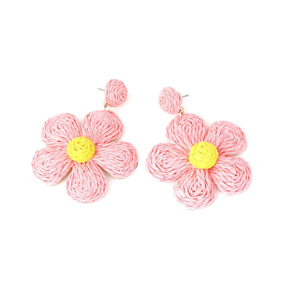 Romantic Series Sweet Flower Raffia Women's Drop Earrings h5Picture4