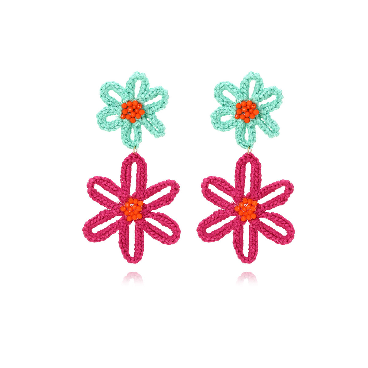 Romantic Series Sweet Flower Yarn Women's Drop Earrings