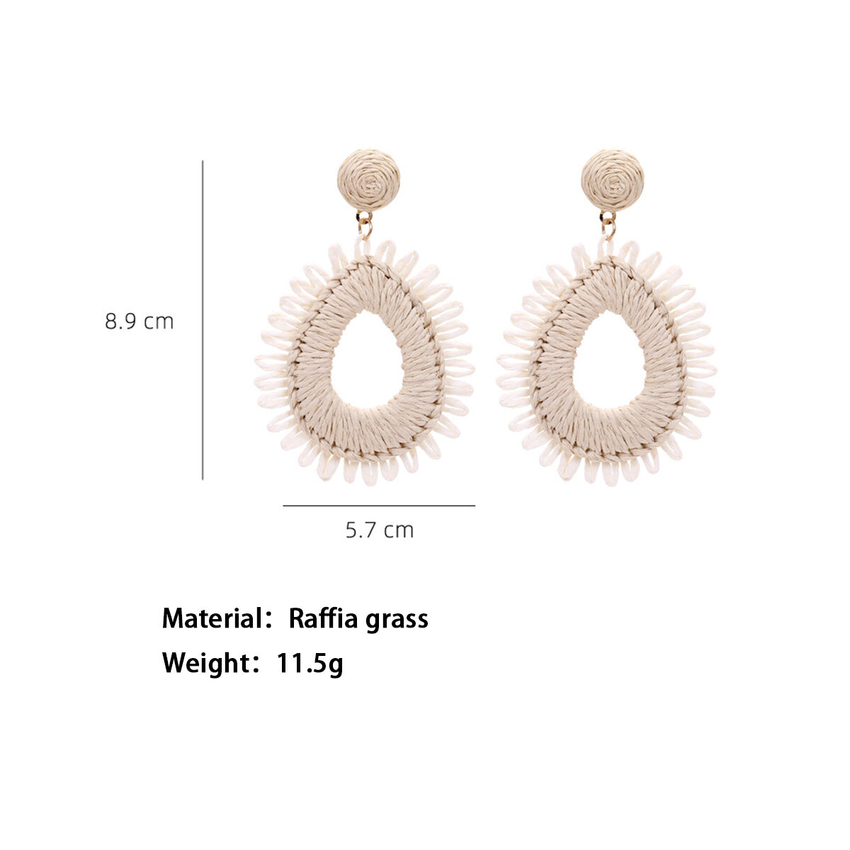 Simple Series Vacation Circle Raffia Women's Drop Earrings 