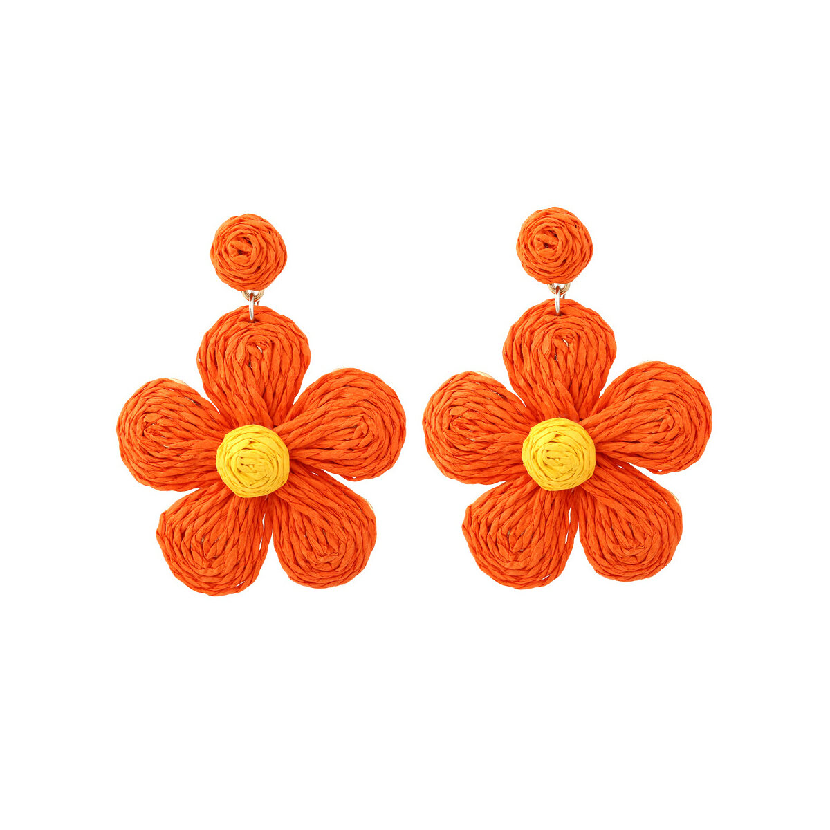 Orecchini pendenti da donna in rafia della serie Romantic Sweet Flower.