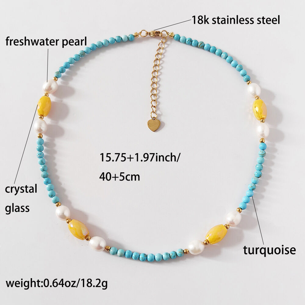 Retro Beads Natural Stones Crystal Women's Beaded Necklaces h5 