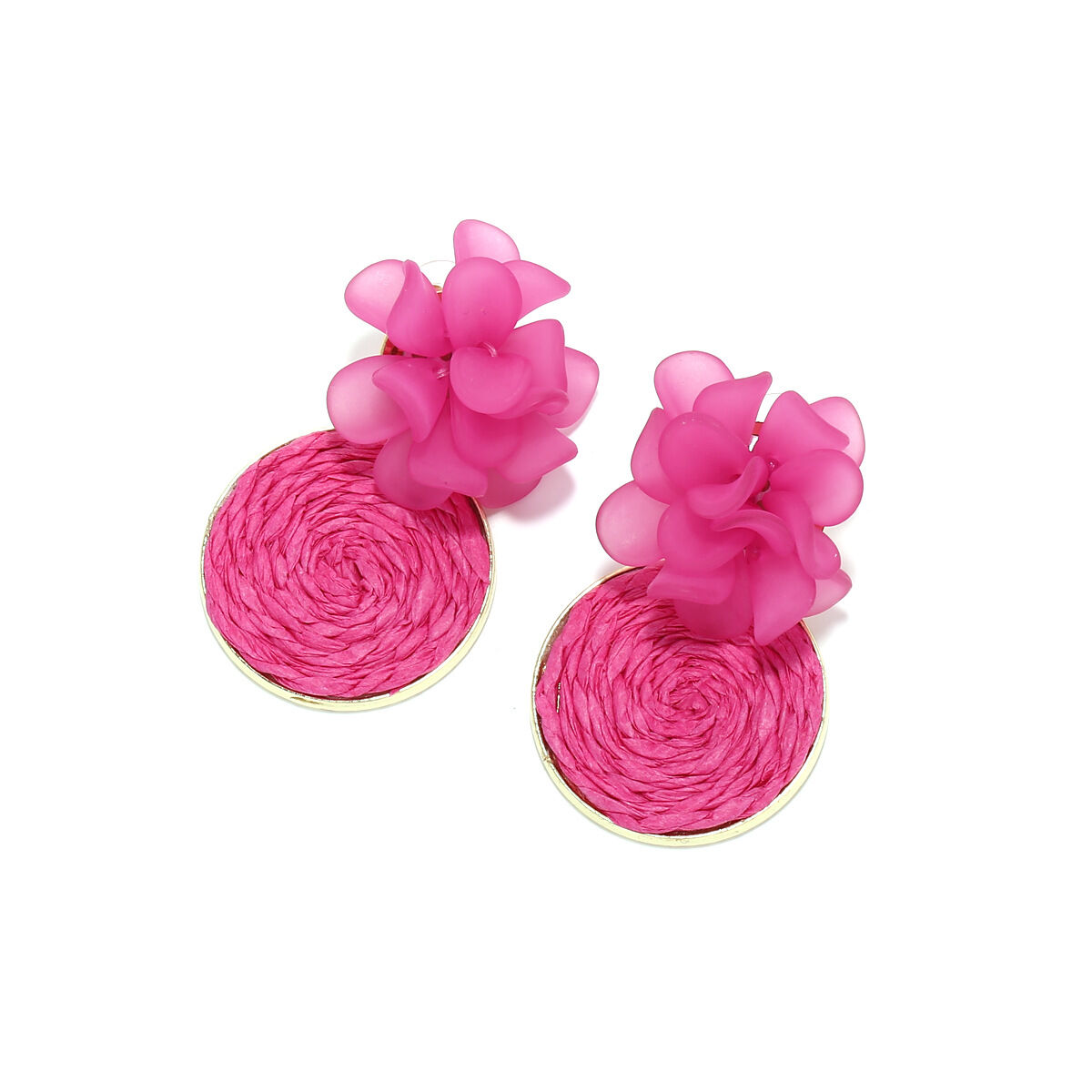 Romantic Series Sweet Flower Raffia Women's Drop Earrings h5Picture2