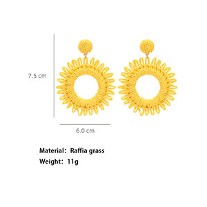 Romantic Series Sweet Flower Raffia Women's Drop Earrings h5 Picture5