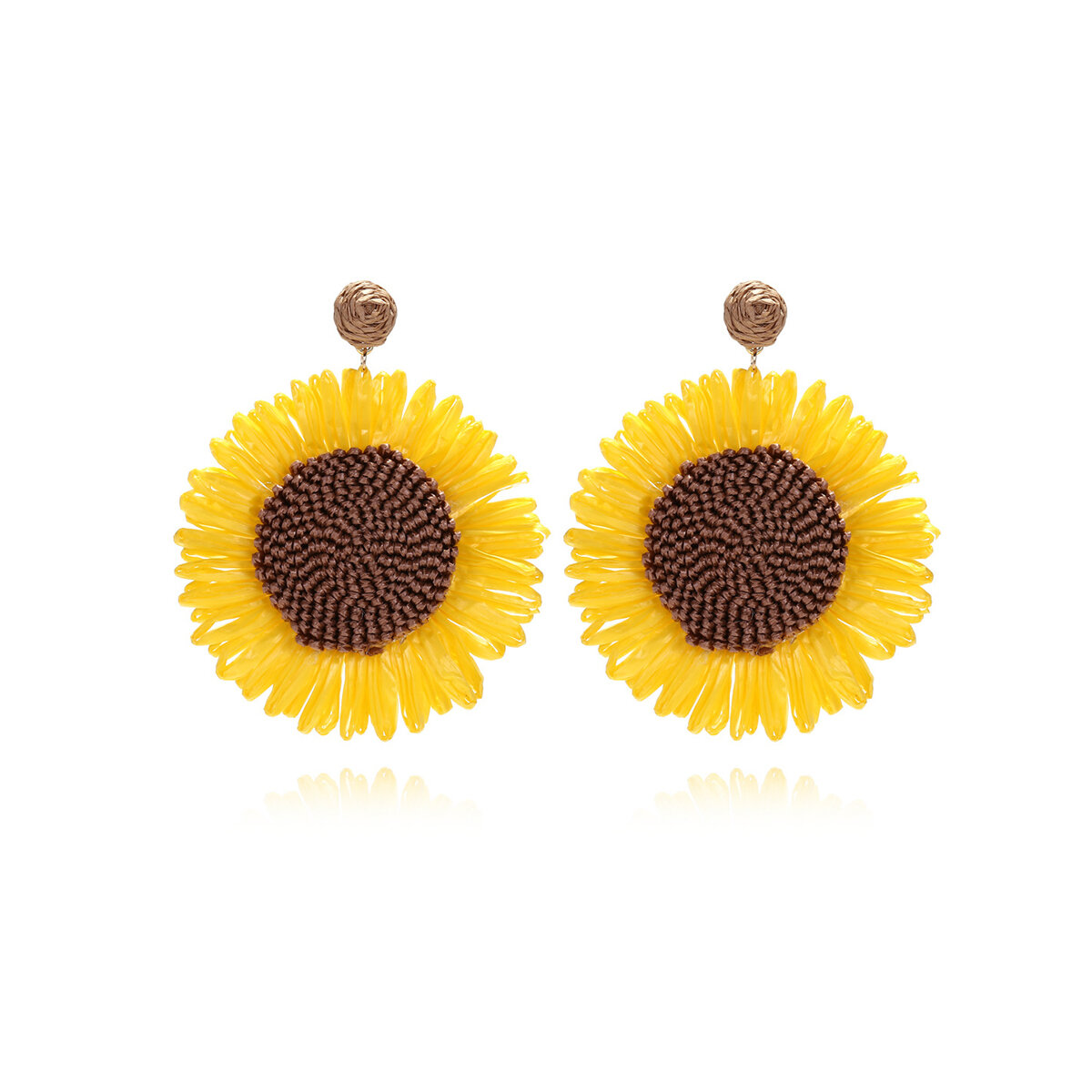 Romantic Series Sweet Flower Raffia Women's Drop Earrings
