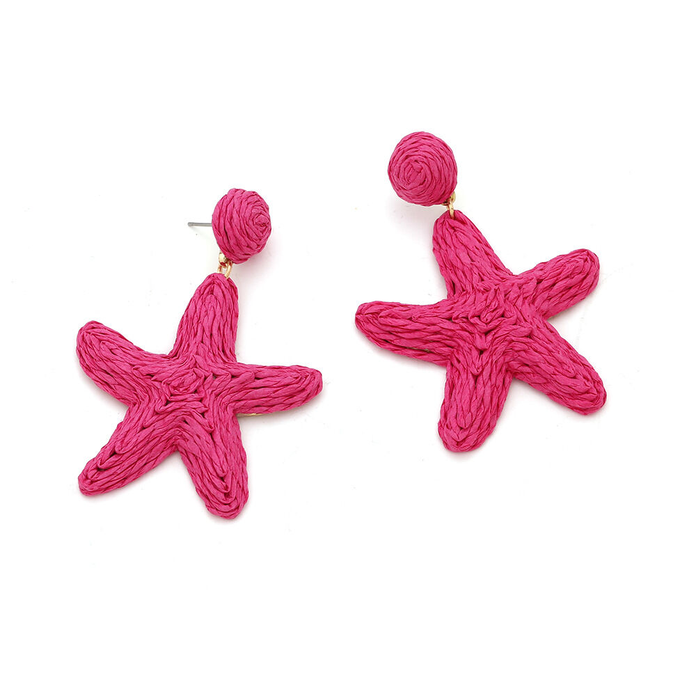 Simple Series Vacation Oceanic Style Starfish Raffia Women's Drop Earrings h5 Picture3