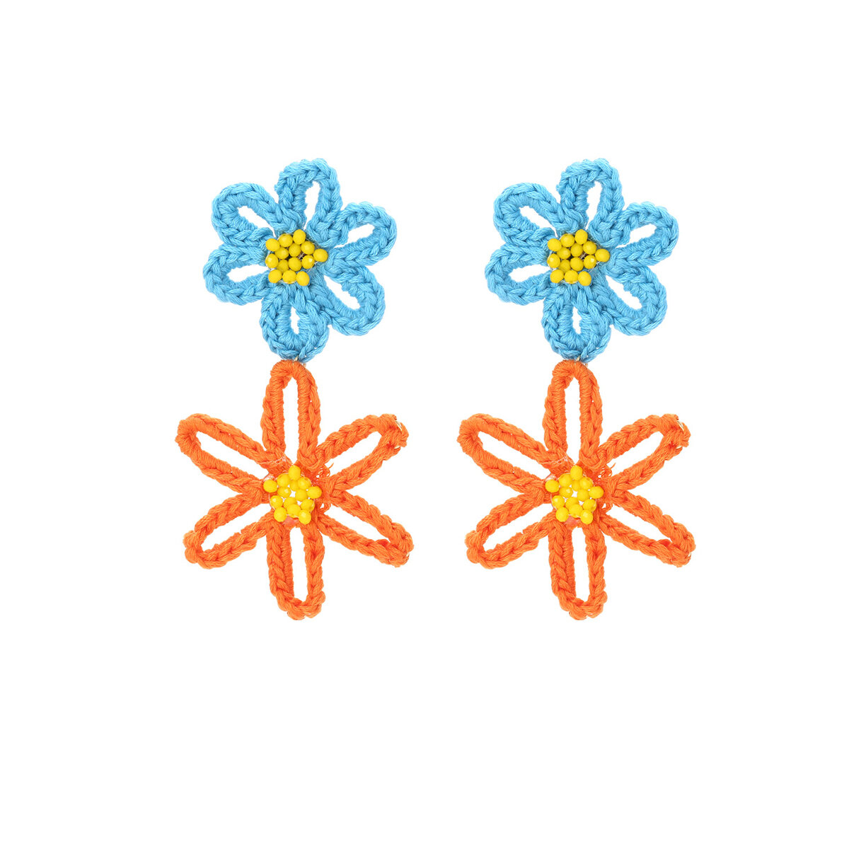 Romantic Series Sweet Flower Yarn Women's Drop Earrings h5 Picture2