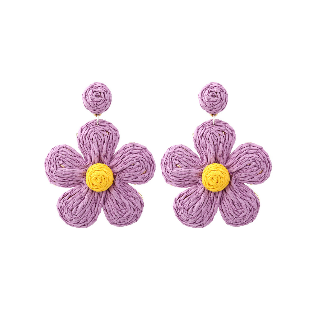 Romantic Series Sweet Flower Raffia Women's Drop Earrings h5 Picture2