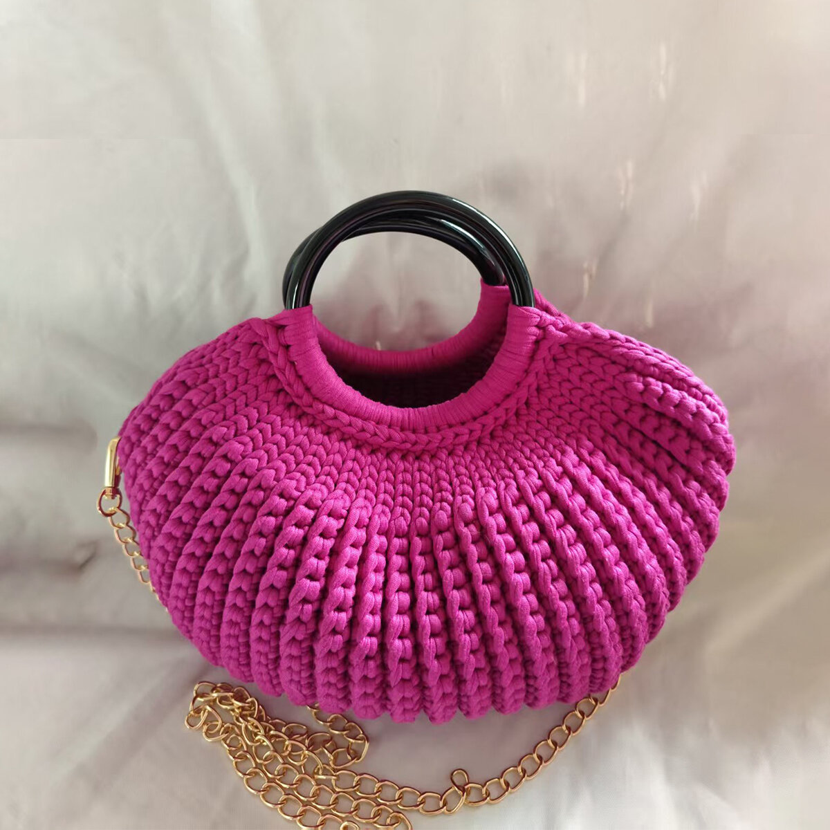 Vacation Style Woven Solid Color Women's Round Bag