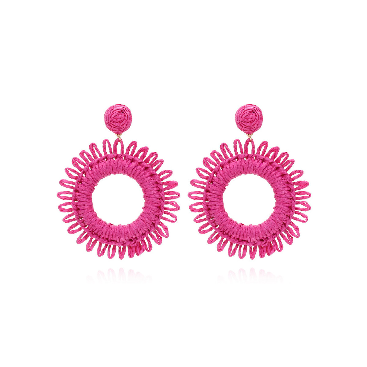 Orecchini pendenti da donna in rafia della serie Romantic Sweet Flower.