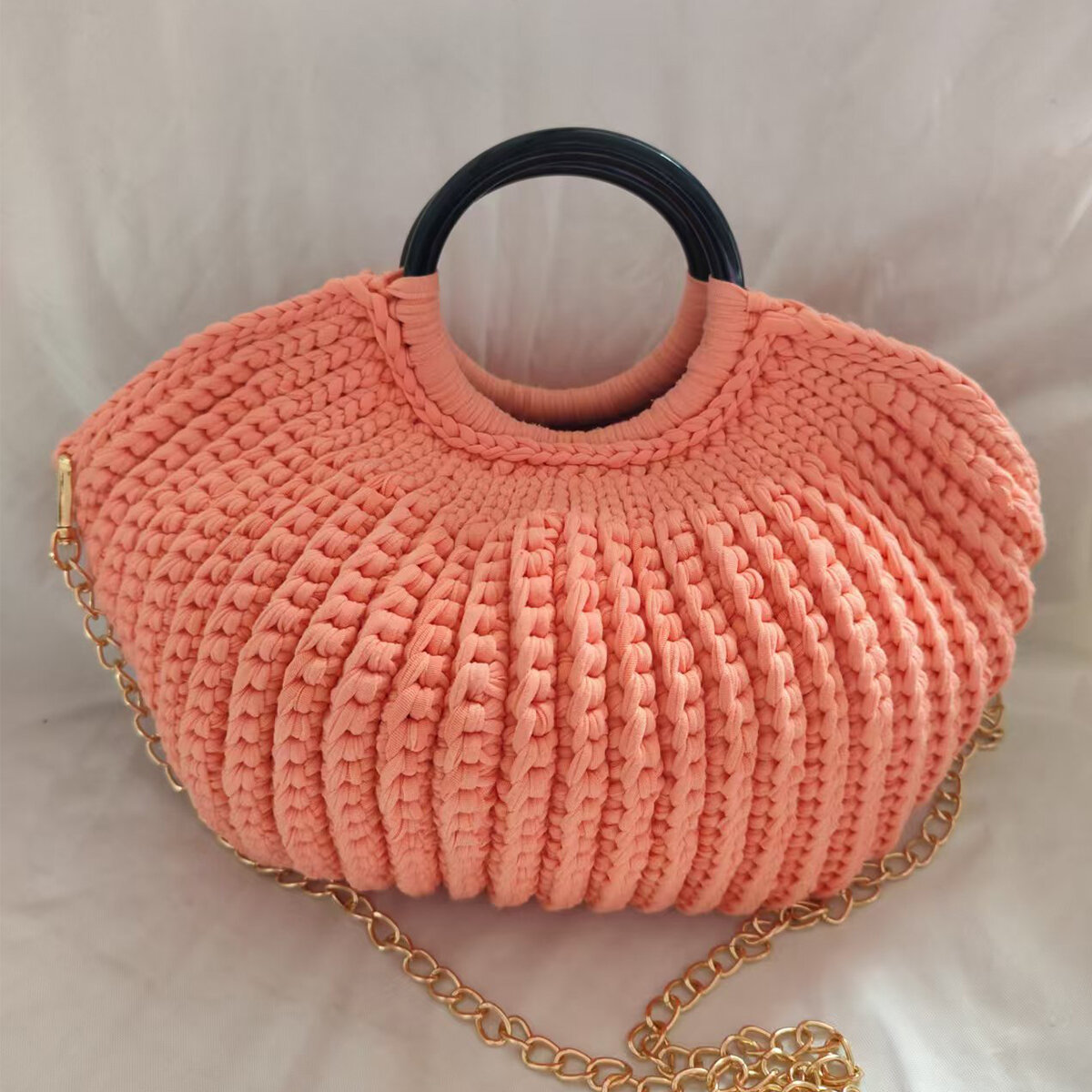 Vacation Style Woven Solid Color Women's Round Bag h5
