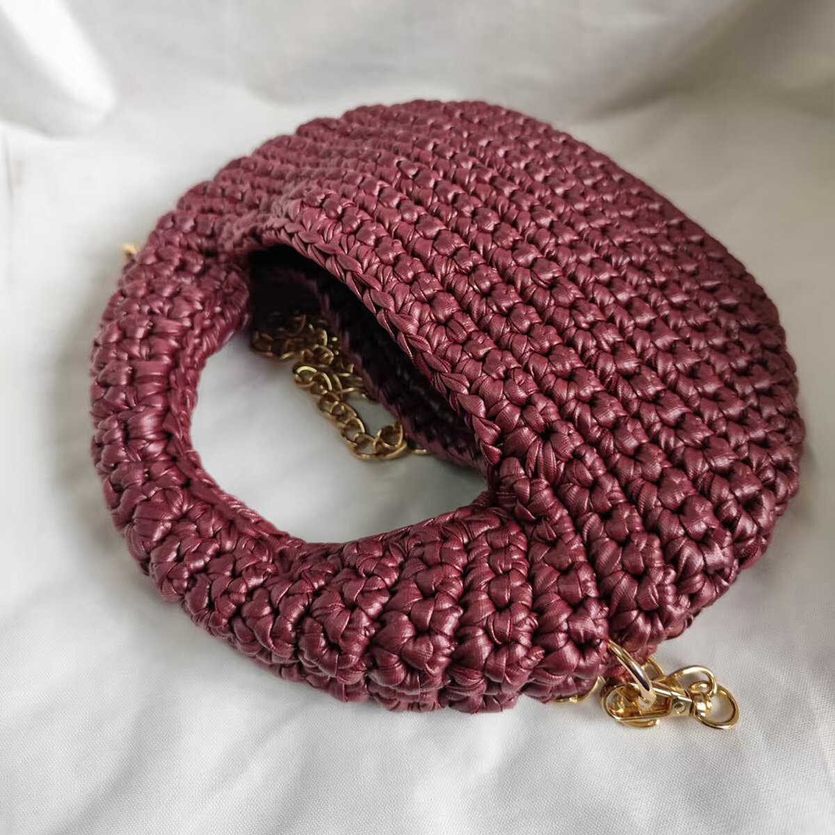 Parisian Chic Style Woven Solid Color Women's Half-moon Bag h5Picture4