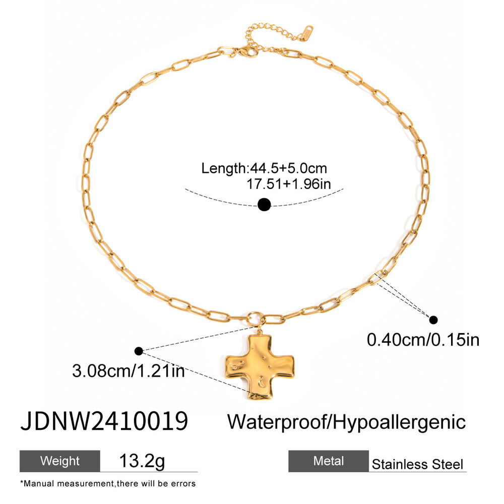 1 piece simple series retro cross stainless steel gold plated women pendant necklaces
