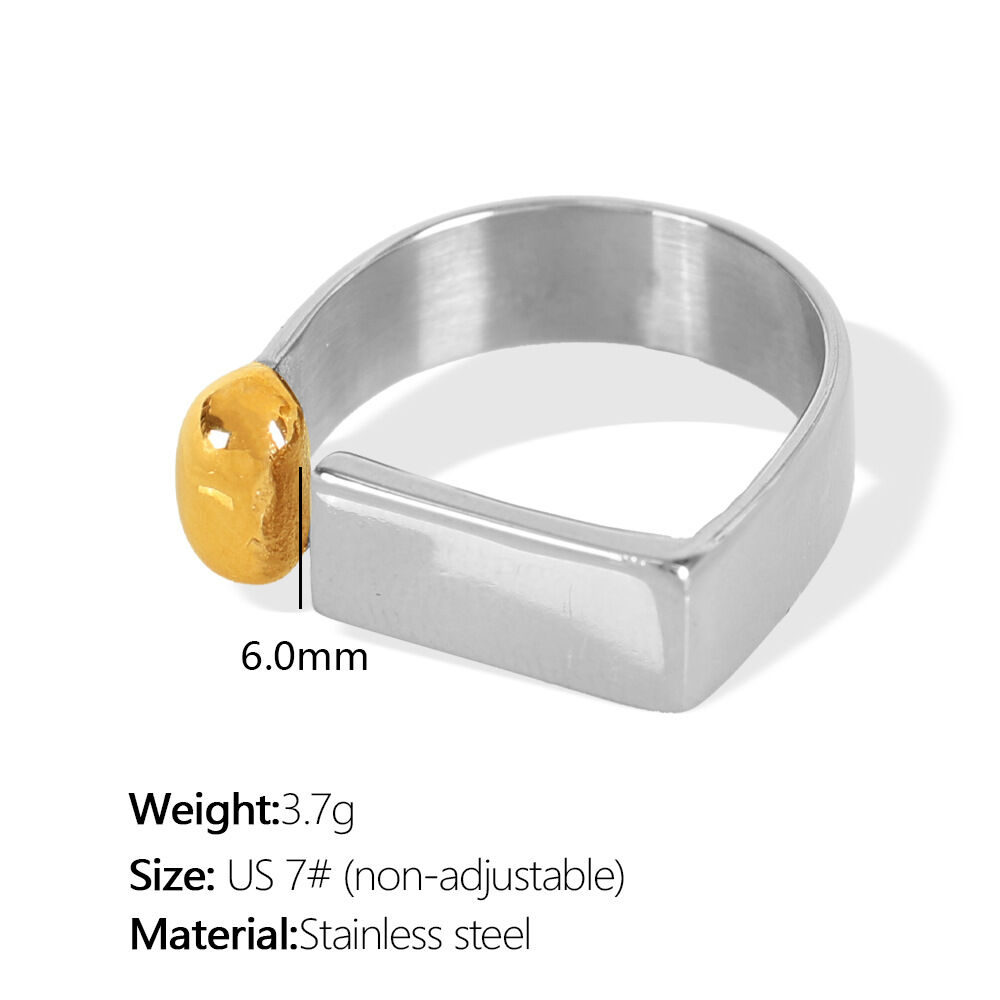 Jz42 Us 7# Adjustable Silver And Gold Ring Picture3