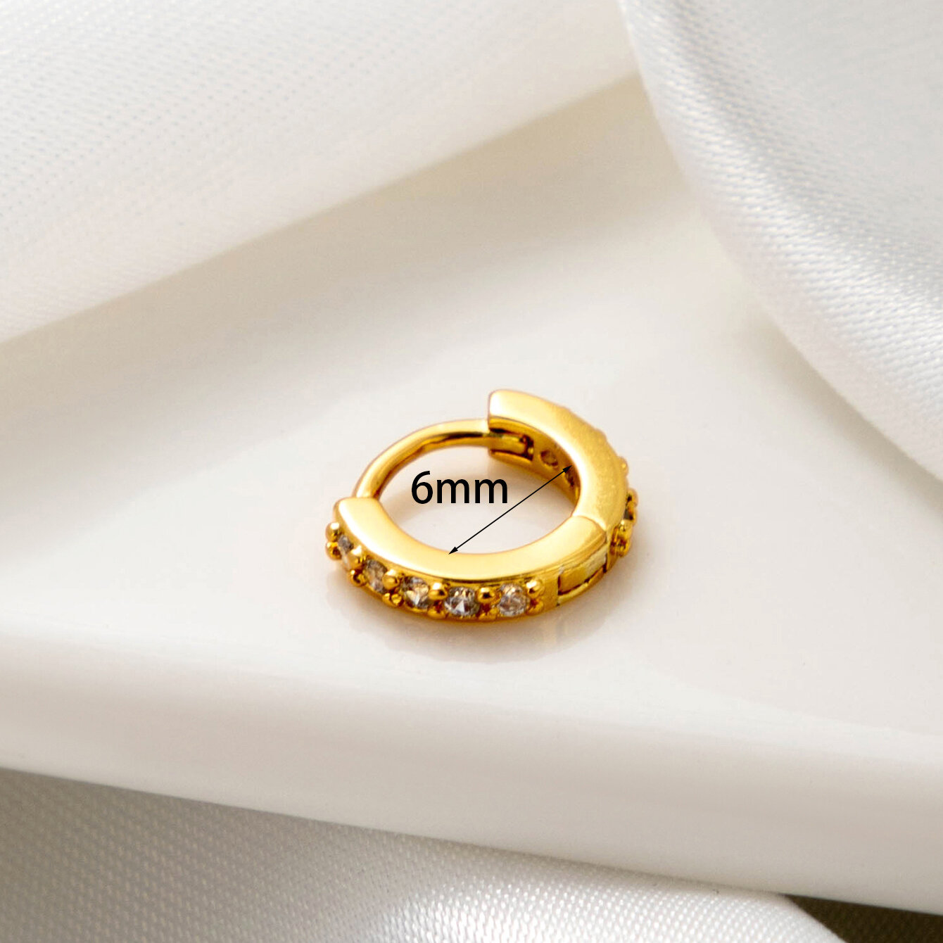 1 pieza de pendientes de aro de cobre con circonitas cúbicas, geométricos y simples, sin enchapado, para mujer 