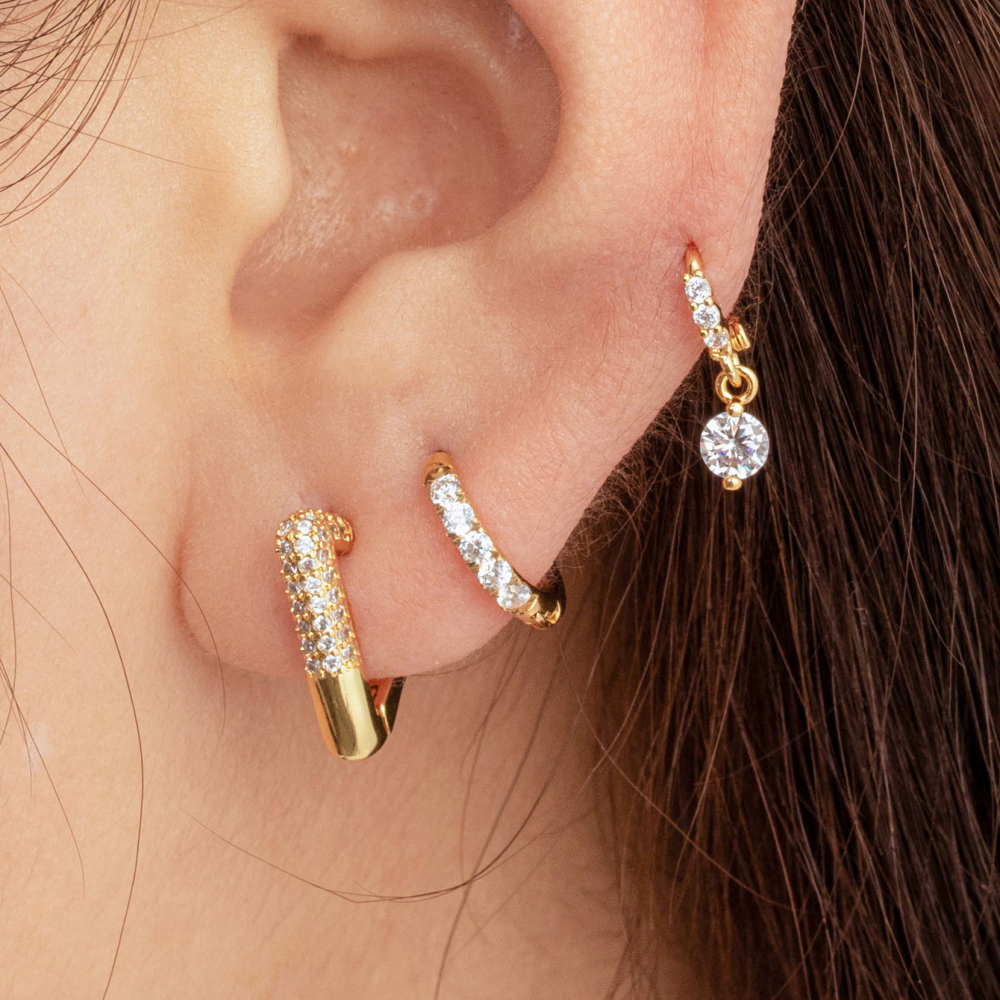 1 Piece Simple Series Classic Geometric Copper No Plating Material Zircon Women Piercing Earrings h5Picture4