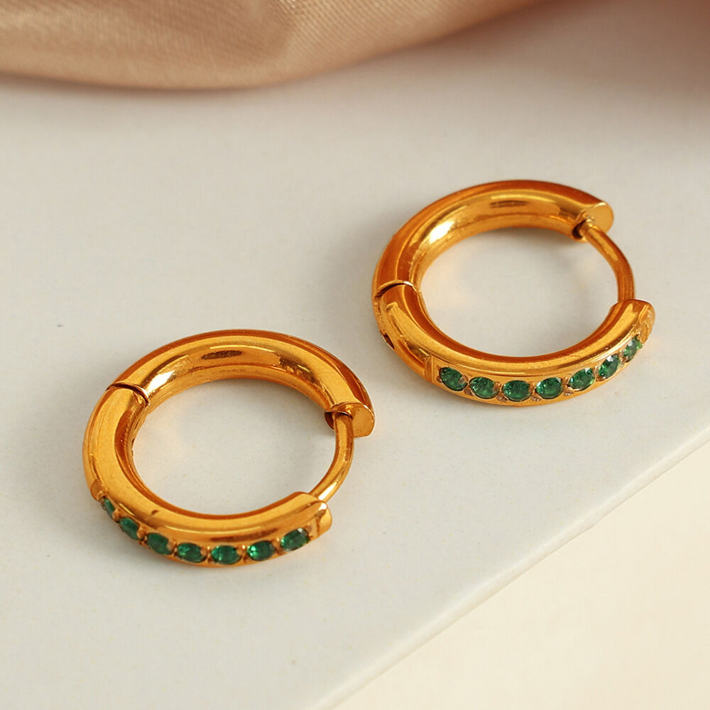 Orecchini in oro con diamanti verdi EH600 Immagine3