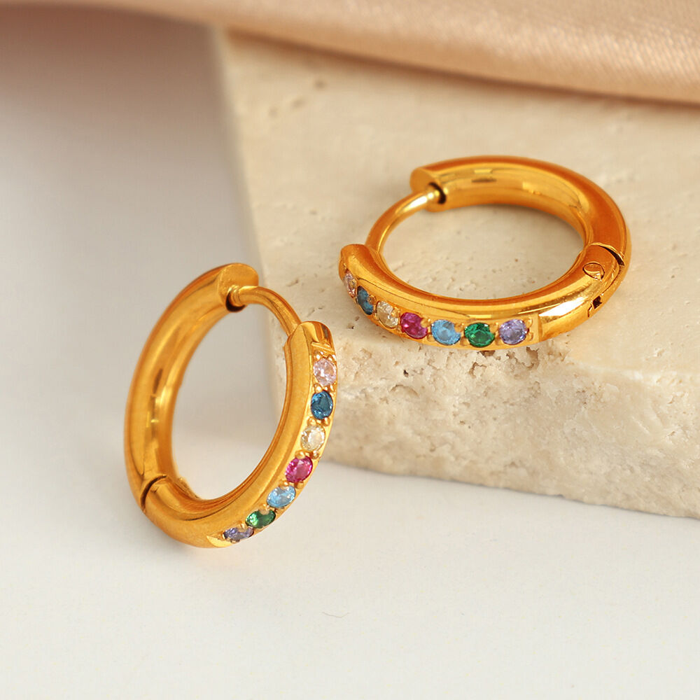 EH600 Orecchini in oro con diamanti colorati 