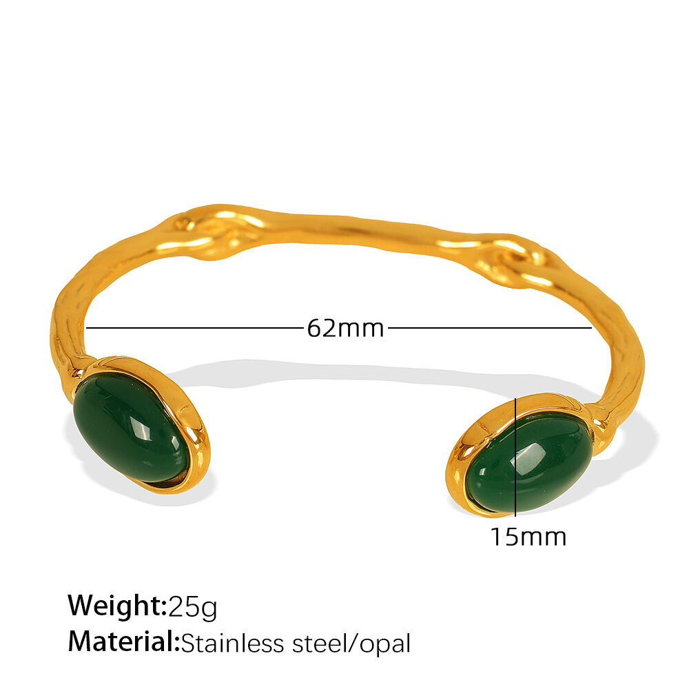 Pulsera de oro con ojo de gato verde SZ172 Imagen2