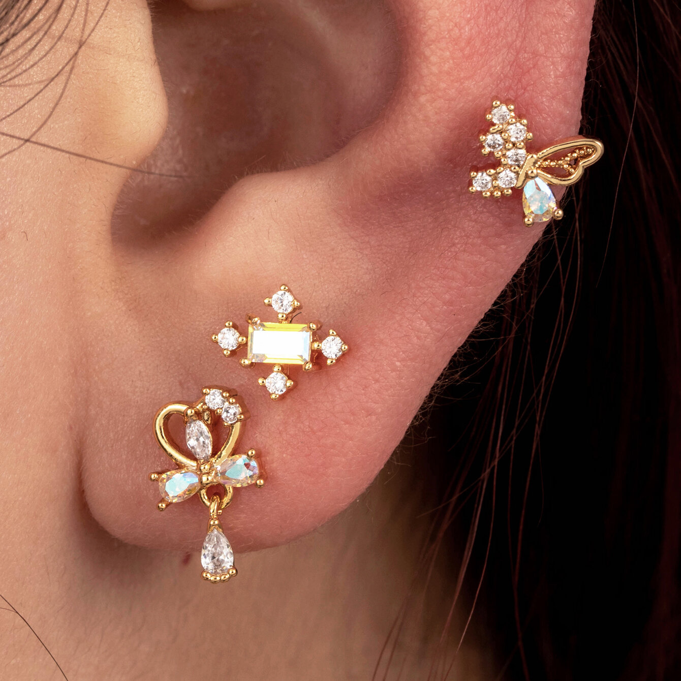 1 Piece Simple Series Classic Heart Titanium Steel No Plating Material Zircon Women Piercing Earrings h5 Picture2