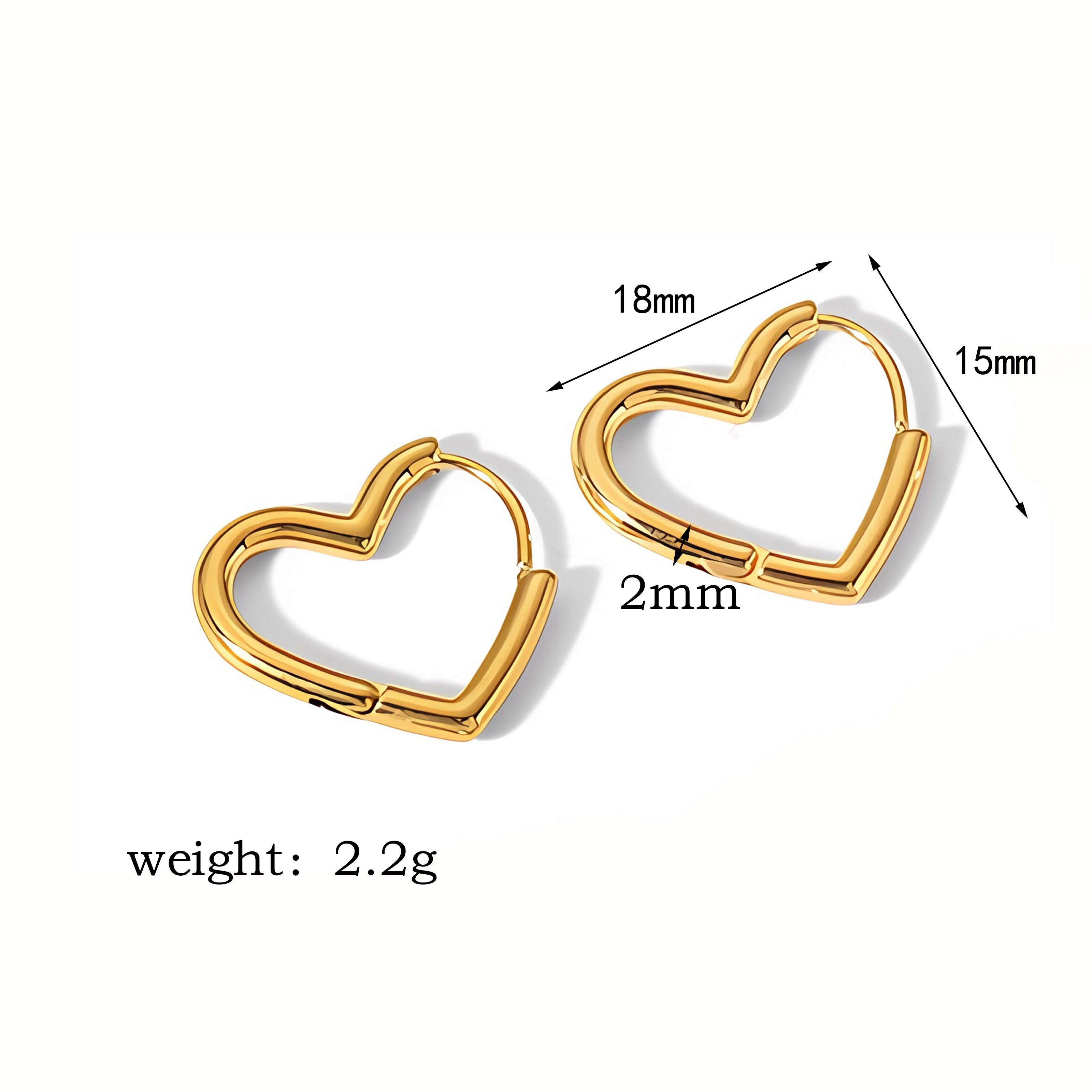 1 paire de boucles d'oreilles simples classiques en acier inoxydable plaqué or  en forme de cœur géométrique pour bijoux pour femmes à porter au quotidien Image2