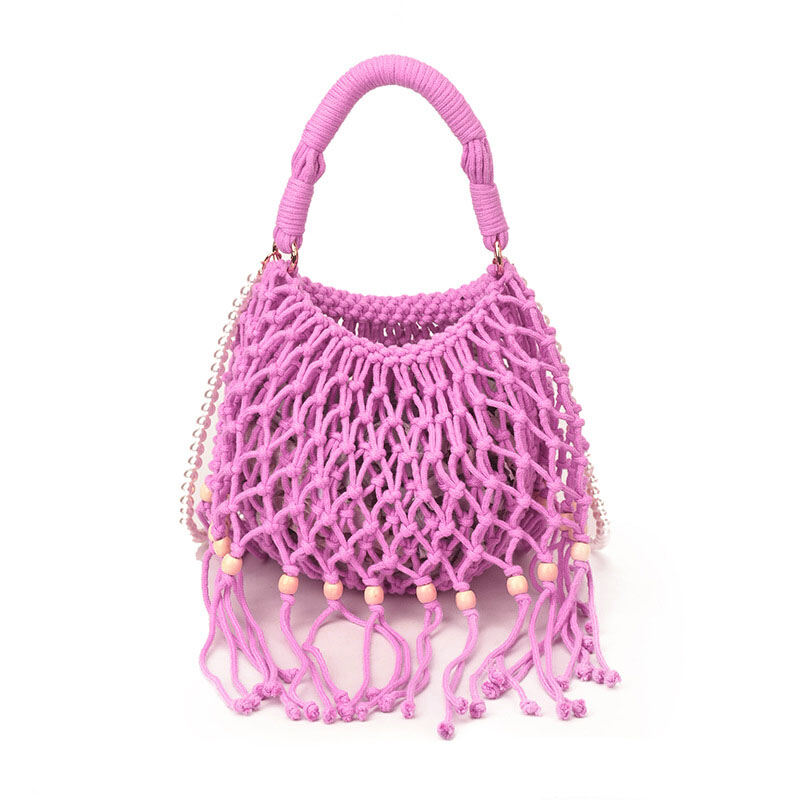 Openwork Fringe Beaded Beach Bags