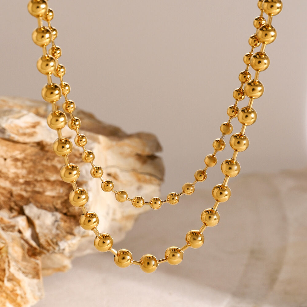 1 Piece Simple Series Simple Heart Stainless Steel Gold Plated Women Beaded Necklaces
