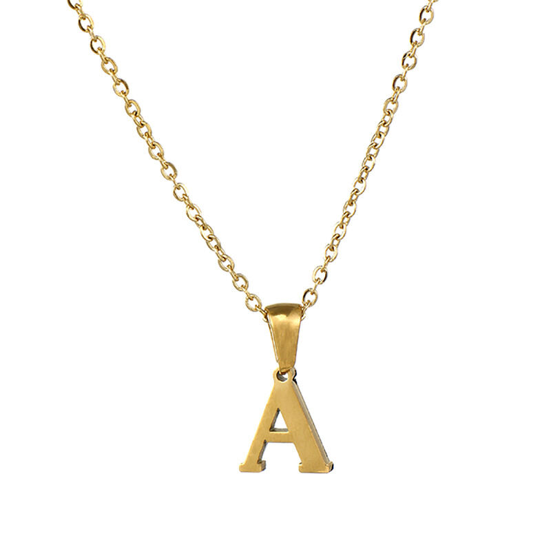 1 piece simple series simple letter stainless steel gold plated women pendant necklaces h5